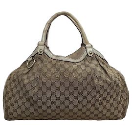 Borsa a mano Gucci Sukey in tela monogram Beige