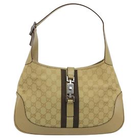 Gucci Web Jackie O Hobo GG Canvas Medium Beige