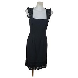 Moschino Jeans Schwarzes Spitzen-Etuikleid Midi Schwarz