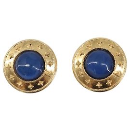 Chanel Vintage CC Round Clip-On Metal with Gripoix D'oro