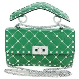 Valentino Garavani Free Rockstud Spike Flap Quilted Leather Small Green