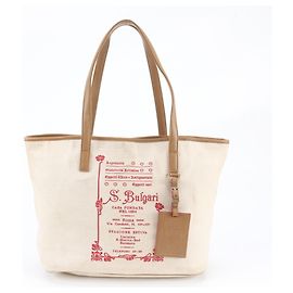 Bulgari Bvlgari Shopper aus Leder und Canvas Beige