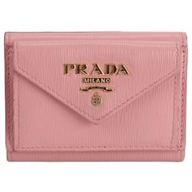 Prada Saffiano Leather Tri-fold Wallet Pink