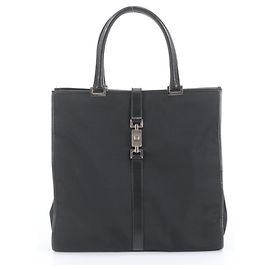 Gucci Jackie 002 1064 Black Leather Tote Bag Black