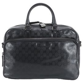Mallette en cuir imprimé GG Gucci Noir
