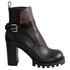 Louis Vuitton Schnallenstiefel aus schwarzem Leder Schwarz