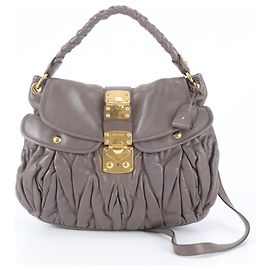 Bolsa de Ombro Miu Miu Matelassé Coffer em couro Marrom