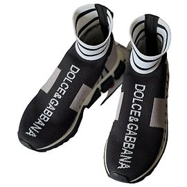 Dolce & Gabbana Sorrento Sock Sneaker Schwarz Grau EU 37 Schwarz Weiß