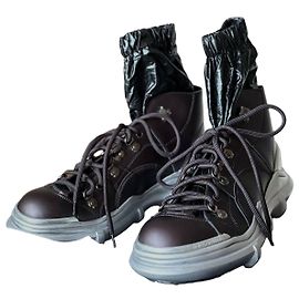 Dolce & Gabbana Galileo Stivaletti Alti Nero Argento Marrone Argento