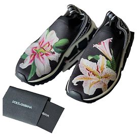 Baskets Dolce & Gabbana Sorrento Imprimé Lilium Noir Blanc