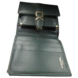 Lancel Green Leather Wallet with Gold Clasp
