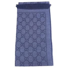 Gucci GG Supreme Wollschal in dunkelblau Grau