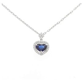 Autre Marque Colar de platina, safira e diamante Azul