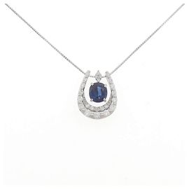 Autre Marque Collier 2 voies en Saphir Pt900/Pt850 Argenté