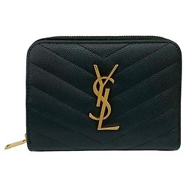 Yves Saint Laurent Portafoglio compatto in pelle Saint Laurent Paris Nero