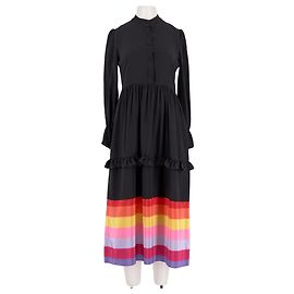 Autre Marque Vestido largo de seda negro OLIVIA RUBIN Negro