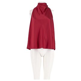 Autre Marque ME + EM Rotes ärmelloses Seidentop mit Rollkragen Rot