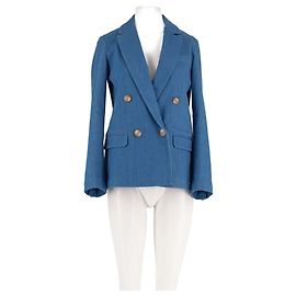 SéZane Blue Cotton Double Breasted Blazer Blue