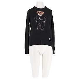 Camisola de lã preta Polo Ralph Lauren com urso bordado Preto