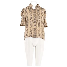 Autre Marque Top FRAME en soie beige imprimé animal Beige