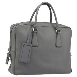 Sac business PRADA cuir Saffiano Gris Argent Autre