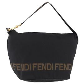 FENDI Sac à épaule Canvas Noir Doré Autre