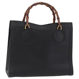 GUCCI Bamboo Hand Bag Leather Black Gold 002 1186 0260 Altro