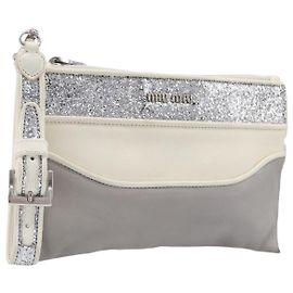 Miu Miu Pouch Leather Gray Silver Outro