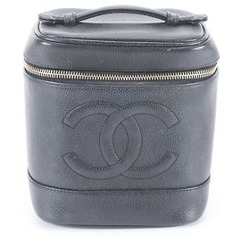 Necessaire Chanel in pelle Caviar Coco Mark Nero