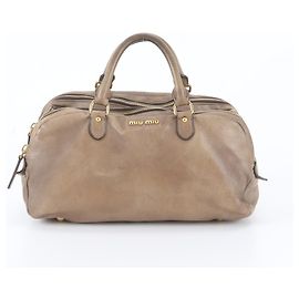 Bolsa de mão em couro Miu Miu - Mini Boston Bag Verde Caqui