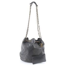 Chanel Matelassé Leder Schultertasche Schwarz
