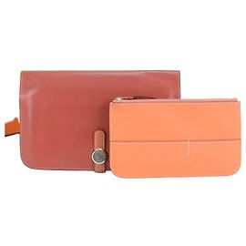 Hermès Portefeuille long en cuir Hermes Dogon GM Duo Orange