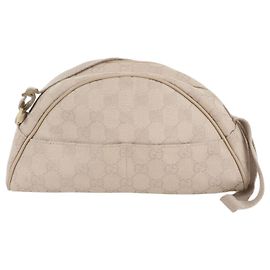 Gucci GG Canvas Leder Schultertasche Beige