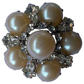 Christian Dior Brosche Silber Weiß Golden