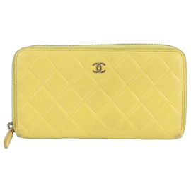 Chanel Matelassé Lambskin Leather Wallet Yellow
