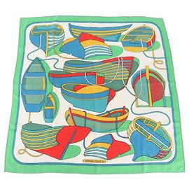 Hermès Foulard di seta Hermes Carre 90 THALASSA Bianco Rosso Verde