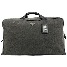 Sac Boston 2-Way Prada en nylon et laine gris Marron