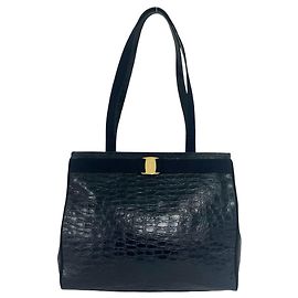 Borsa Tote in pelle blu navy Salvatore Ferragamo Blu navy