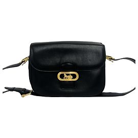 Céline Borsa a tracolla Celine in pelle di vitello con logo vintage e dettagli metallici Carriage Nero