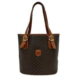 Céline Saco Tote CELINE Vintage Macadam Blazon Pattern Triomphe Marrom