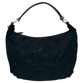 Saco Tote de Ombro Prada em Nylon e Couro Preto