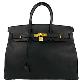 Hermès HERMES Birkin 35 Handtasche aus Ardennes-Leder Schwarz
