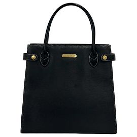 Burberry Nova Check Lederhandtasche mit Logo-Plakette Schwarz