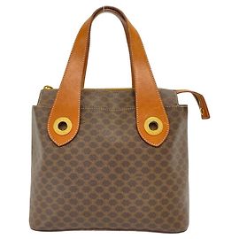 Céline Borsa a mano CELINE Vintage Macadam Blazon Pattern in pelle Mini Tote Bag Marrone