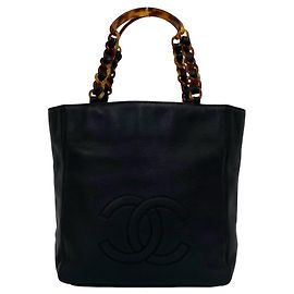 Chanel Vintage Coco Mark Handbag Brown Black
