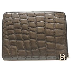 Copertina per quaderno e pochette porta-libri CHANEL in pelle nera Nero