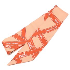 Hermès Carré Twilly en soie Hermes Bolduc Orange