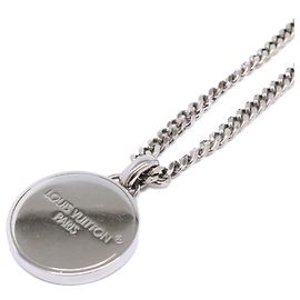 Louis Vuitton 25th Year Model Damier Staple Pendant Necklace Silvery