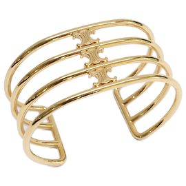 Céline Brazalete Rígido CELINE Triomphe Cage C2 Color Oro para Mujer Dorado