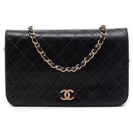 Chanel Black Medium CC Quilted Lambskin Full Flap Black